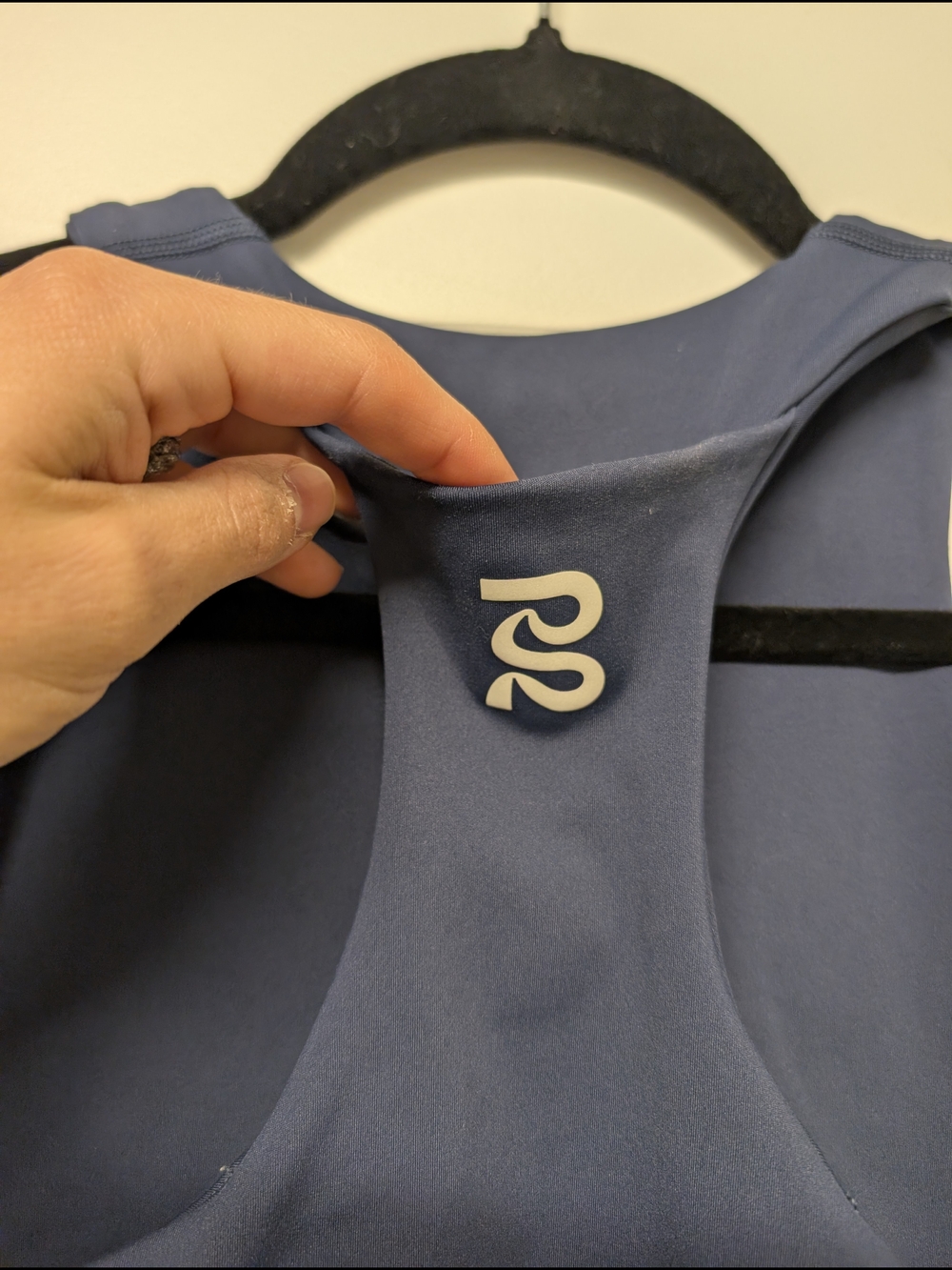 Navy High-Neck Sports Crop Top - Picture 6 of 8